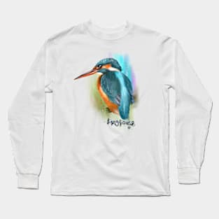 Water color paint Kingfisher bird with name. Long Sleeve T-Shirt